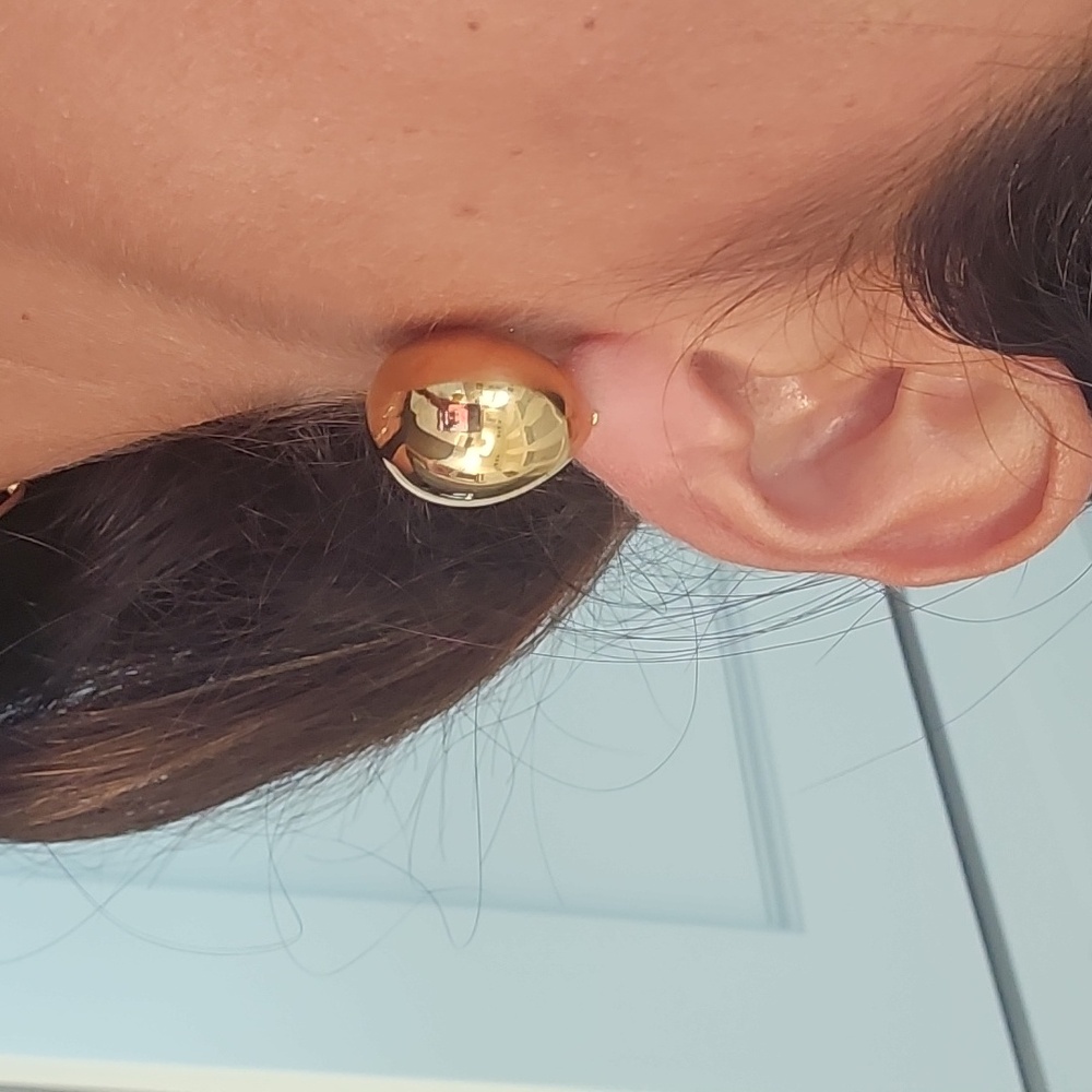 CHUNKY YELLOW GOLD HOOPS EARRINGS COSTUME JEWELRY $120 - Picture 4 of 4